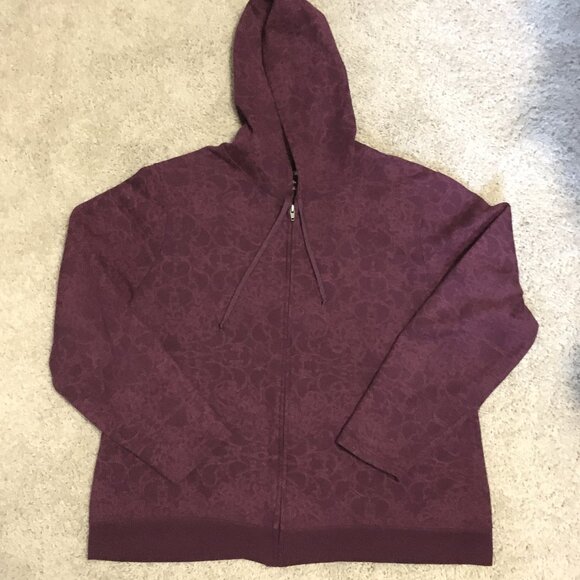 Hanes Burgundy Rococo Print Drawstring Sweater Hoodie - Picture 9 of 16